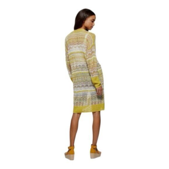 Scoop Women's Multi Color Long Open Front Pointelle Knit Cardigan Sweater Sz XXL - Picture 2 of 10